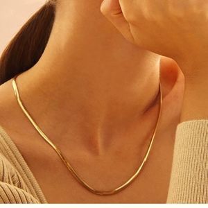 Oval herringbone necklace 3mm 14"
